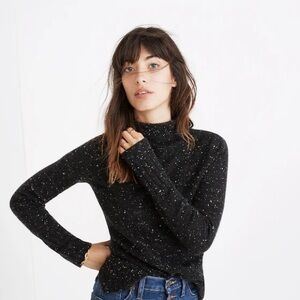 Madewell Black Marled Knit Donegal Inland Turtleneck Wool Blend Sweater XS